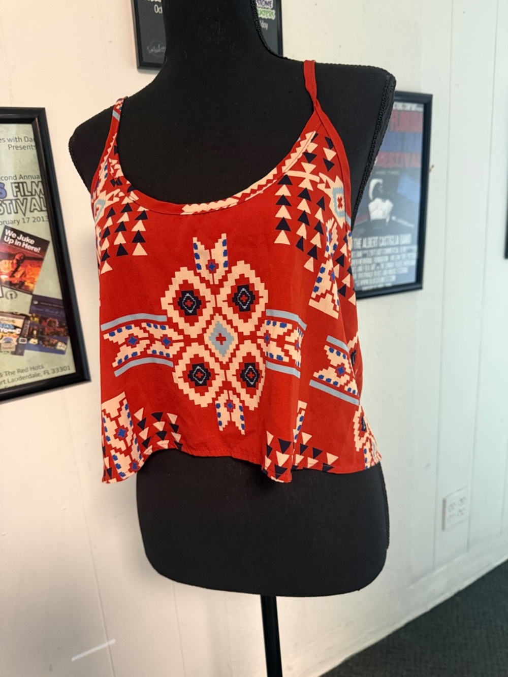 Wet Seal Red Patterned Cropped Camisole